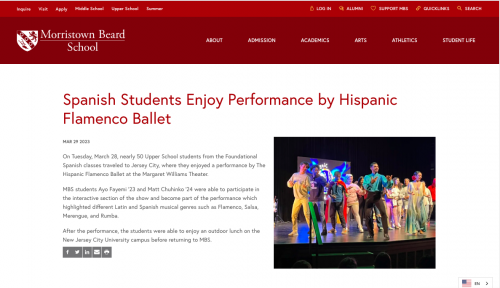 <br><p>Spanish Students Enjoy Performance by Hispanic Flamenco Ballet - Jersey City March 28, 2023</p>
